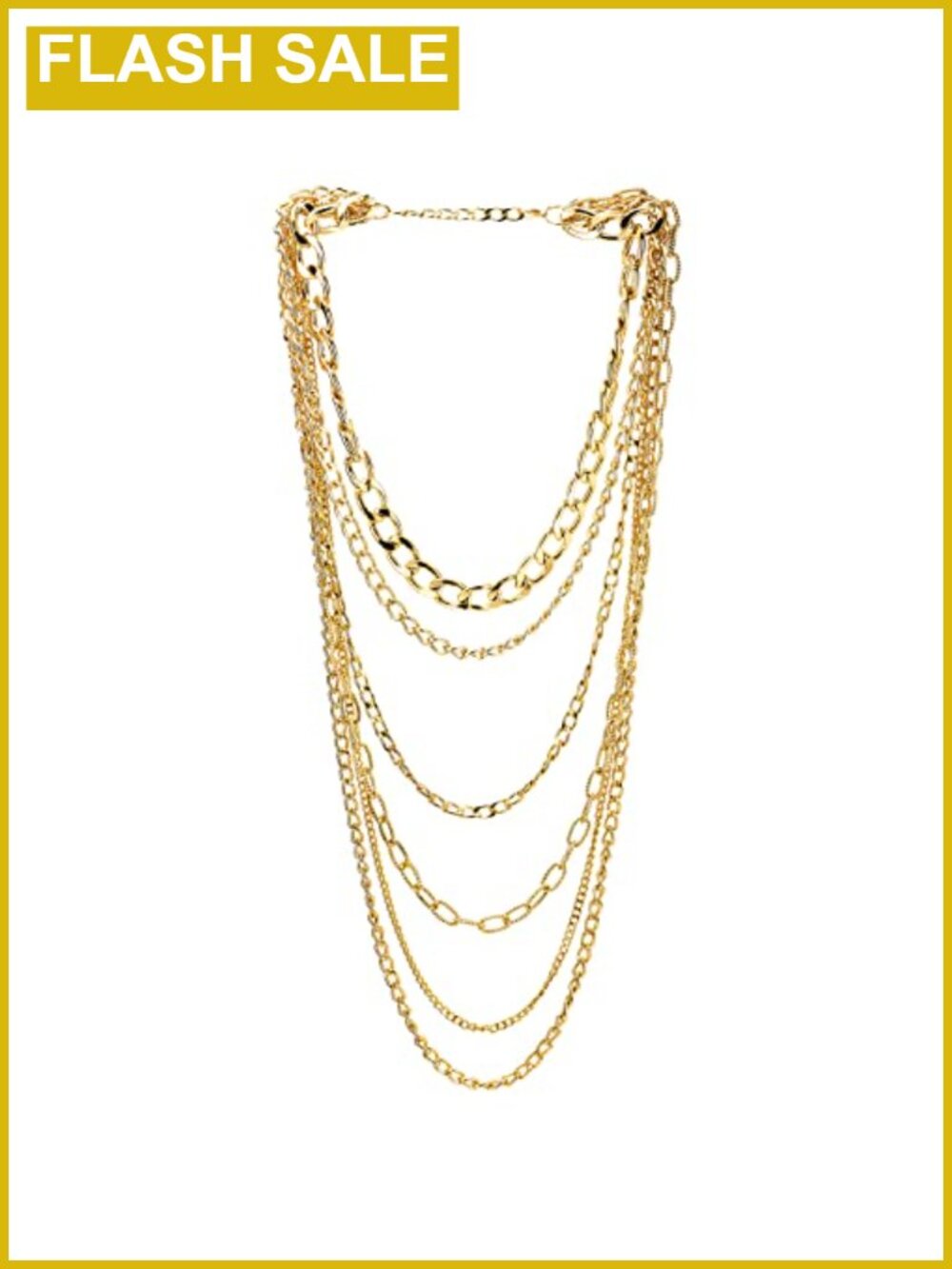 Statement Necklace Multi-Strand Curb Link Rolo Chains Punk Rock Lightweight